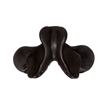 Dubbele leren springzadel Meredith Equestro Donkerbruin