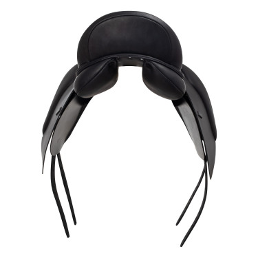 Dressuurzadel met lange kniewrongen Aachen Equestro Zwart