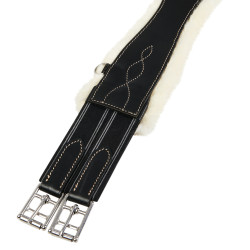 Lederen hindernis-singel met synthetische schapenvacht Alizee Equestro Zwart