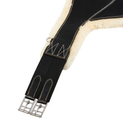 Singel met buikflap voor springzadels in synthetisch schapenvacht Aline Equestro Zwart