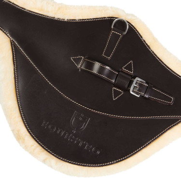 Singel met buikflap voor springzadels in synthetisch schapenvacht Aline Equestro Donkerbruin