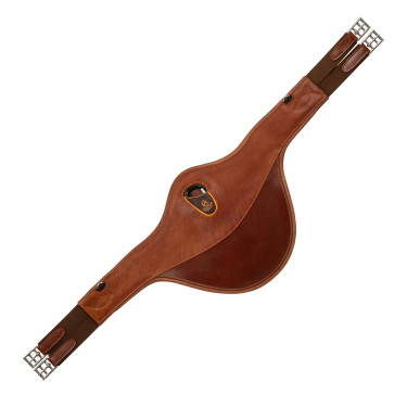 Singel met buikflap voor springzadels van leer en gel Acavallo Cognac Bruin