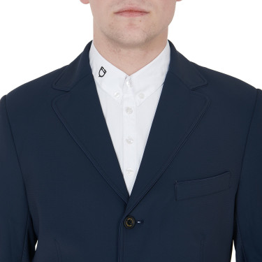 Wedstrijdjas voor heren in geperforeerde technische stof Equestro Marine Marineblauw Wedstrijdjas voor heren in geperforeerde technische stof Equestro Marine Marineblauw