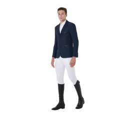 Wedstrijdjas geperforeerd heren 3 knopen Equestro Marine Marineblauw