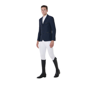 Wedstrijdjas geperforeerd heren 3 knopen Equestro Marine Marineblauw