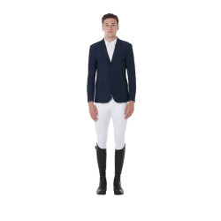 Wedstrijdjas geperforeerd heren 3 knopen Equestro Marine Marineblauw