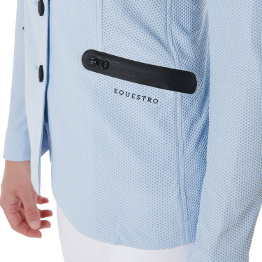 Wedstrijdjas dames geperforeerd 4 knopen Equestro Lichtblauw Wedstrijdjas dames geperforeerd 4 knopen Equestro Lichtblauw
