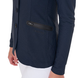 Wedstrijdjas dames geperforeerd 4 knopen Equestro Marineblazer Marineblauw