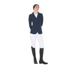 Wedstrijdjas dames geperforeerd 4 knopen Equestro Marineblazer Marineblauw