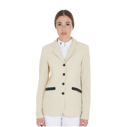 Veste de concours perforée femme 4 boutons Equestro Beige