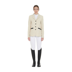 Veste de concours perforée femme 4 boutons Equestro Beige