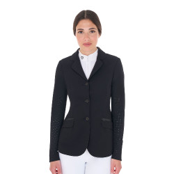 Wedstrijdjas voor dames met perforatie, 3 knopen Equestro Zwart Wedstrijdjas voor dames met perforatie, 3 knopen Equestro Zwart