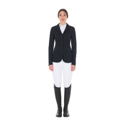 Wedstrijdjas voor dames met perforatie, 3 knopen Equestro Zwart Wedstrijdjas voor dames met perforatie, 3 knopen Equestro Zwart