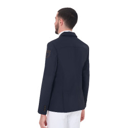 Wedstrijdjas voor heren met contrasterend geborduurd logo Equestro Marineblazer Marineblauw