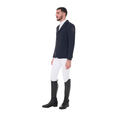 Wedstrijdjas voor heren met contrasterend geborduurd logo Equestro Marineblazer Marineblauw