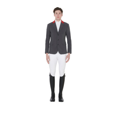 Wedstrijdjas heren 3 knopen Elegance Equestro Grijs / bordeaux