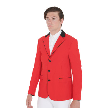 Wedstrijdjas heren 3 knopen Elegance Equestro Rood / zwart