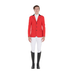 Wedstrijdjas heren 3 knopen Elegance Equestro Rood / zwart