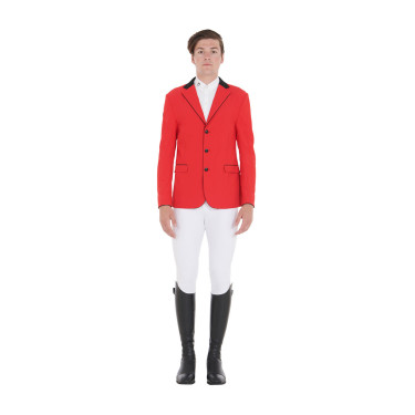 Wedstrijdjas heren 3 knopen Elegance Equestro Rood / zwart