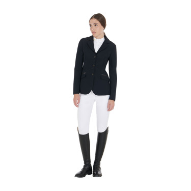 Wedstrijdjas dames in technische stretchstof Equestro Zwart