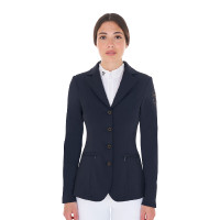 Wedstrijdjas dames met contrasterend geborduurd logo Equestro Marineblazer Marineblauw Wedstrijdjas dames met contrasterend geborduurd logo Equestro Marineblazer Marineblauw