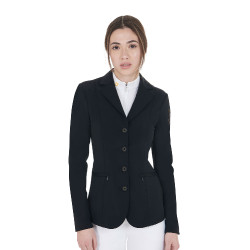 Wedstrijdjas dames met contrasterend geborduurd logo Equestro Zwart