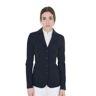 Wedstrijdjas dames met contrasterend geborduurd logo Equestro Marine Marineblauw Wedstrijdjas dames met contrasterend geborduurd logo Equestro Marine Marineblauw