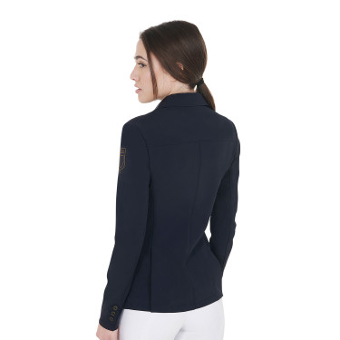 Wedstrijdjas dames met contrasterend geborduurd logo Equestro Marine Marineblauw Wedstrijdjas dames met contrasterend geborduurd logo Equestro Marine Marineblauw