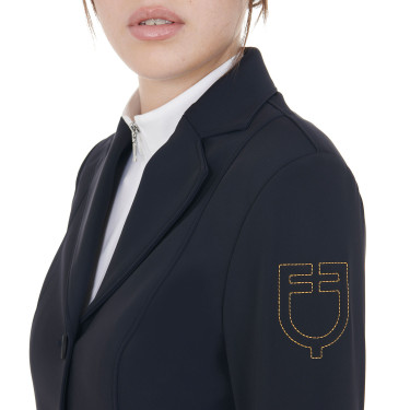 Wedstrijdjas dames met contrasterend geborduurd logo Equestro Marine Marineblauw Wedstrijdjas dames met contrasterend geborduurd logo Equestro Marine Marineblauw