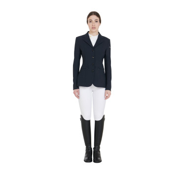 Chaqueta de concurso para mujer con corte anatómico de 4 botones Active Equestro Marine Marineblauw