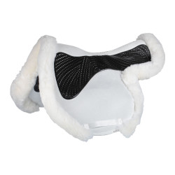 Springdeken Numnah met gelgrip aan beide zijden en volledige schapenvacht rand Acavallo Wit / zwart