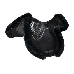 Springdeken Numnah met gelgrip aan beide zijden en volledige schapenvacht rand Acavallo Zwart / zwart