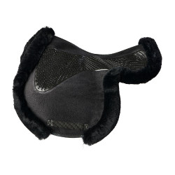 Springdeken Numnah met gelgrip aan beide zijden en volledige schapenvacht rand Acavallo Zwart / zwart