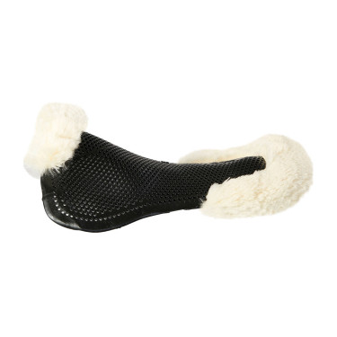 Gel schokdemper pony met uitsnijding en rand van schapenvacht Classic Acavallo Zwart / natuur Gel schokdemper pony met uitsnijding en rand van schapenvacht Classic Acavallo Zwart / natuur