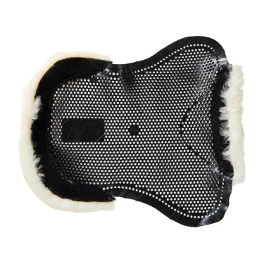Gel schokdemper pony met uitsnijding en rand van schapenvacht Classic Acavallo Zwart / natuur Gel schokdemper pony met uitsnijding en rand van schapenvacht Classic Acavallo Zwart / natuur
