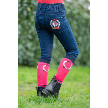 Kinderbroek Aymee Denim met siliconen zitvlak HKM Kinderbroek Aymee Denim met siliconen zitvlak HKM