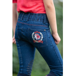 Kinderbroek Aymee Denim met siliconen zitvlak HKM Donkerblauw Kinderbroek Aymee Denim met siliconen zitvlak HKM Donkerblauw