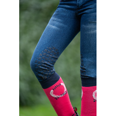 Kinderbroek Aymee Denim met siliconen zitvlak HKM Kinderbroek Aymee Denim met siliconen zitvlak HKM