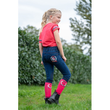 Kinderbroek Aymee Denim met siliconen zitvlak HKM Kinderbroek Aymee Denim met siliconen zitvlak HKM