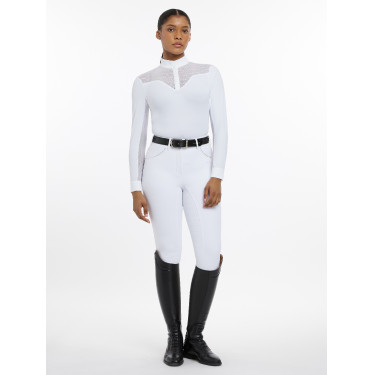 Wedstrijdpolo Emily LeMieux lange mouwen Wit