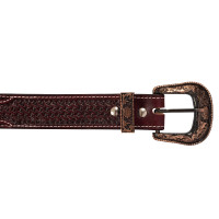 Gegraveerde Westernriem met Gesp van Koper en Zink Pool's Donkerbruin Gegraveerde Westernriem met Gesp van Koper en Zink Pool's Donkerbruin