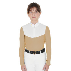 Wedstrijdshirt Meisje met Lange Mouwen Rits en Mesh Equestro