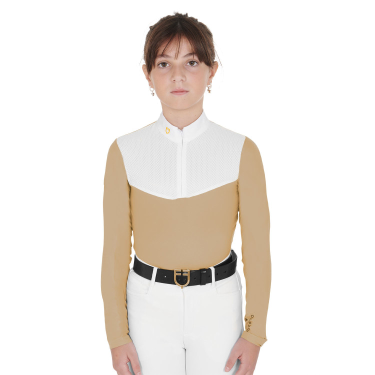 Wedstrijdshirt Meisje met Lange Mouwen Rits en Mesh Equestro Wedstrijdshirt Meisje met Lange Mouwen Rits en Mesh Equestro