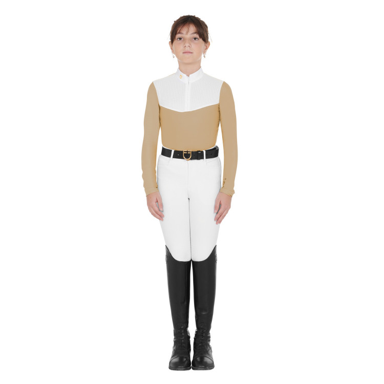 Wedstrijdshirt Meisje met Lange Mouwen Rits en Mesh Equestro Wedstrijdshirt Meisje met Lange Mouwen Rits en Mesh Equestro