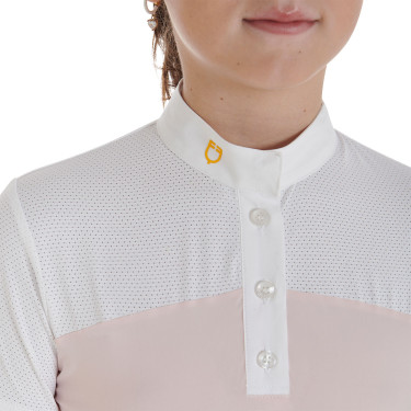 Meisjeswedstrijdpolo met Korte Mouwen en Knopen met Mesh Equestro Roze