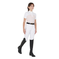 Meisjeswedstrijdpolo met Korte Mouwen en Knopen met Mesh Equestro Roze