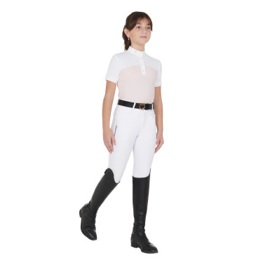 Meisjeswedstrijdpolo met Korte Mouwen en Knopen met Mesh Equestro Roze