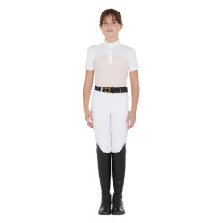 Meisjeswedstrijdpolo met Korte Mouwen en Knopen met Mesh Equestro Roze