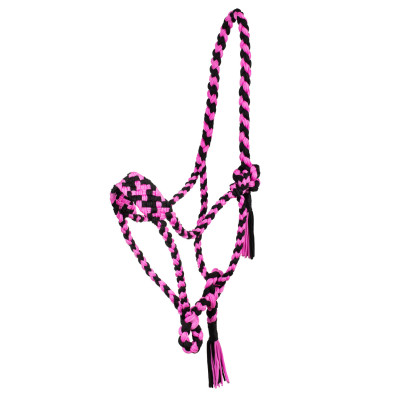 Licol en Nylon Tressé Pool's Noir / rose