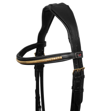 Engelse Hoofdstel met Clincher en Rubber Teugels Supreme Zwart